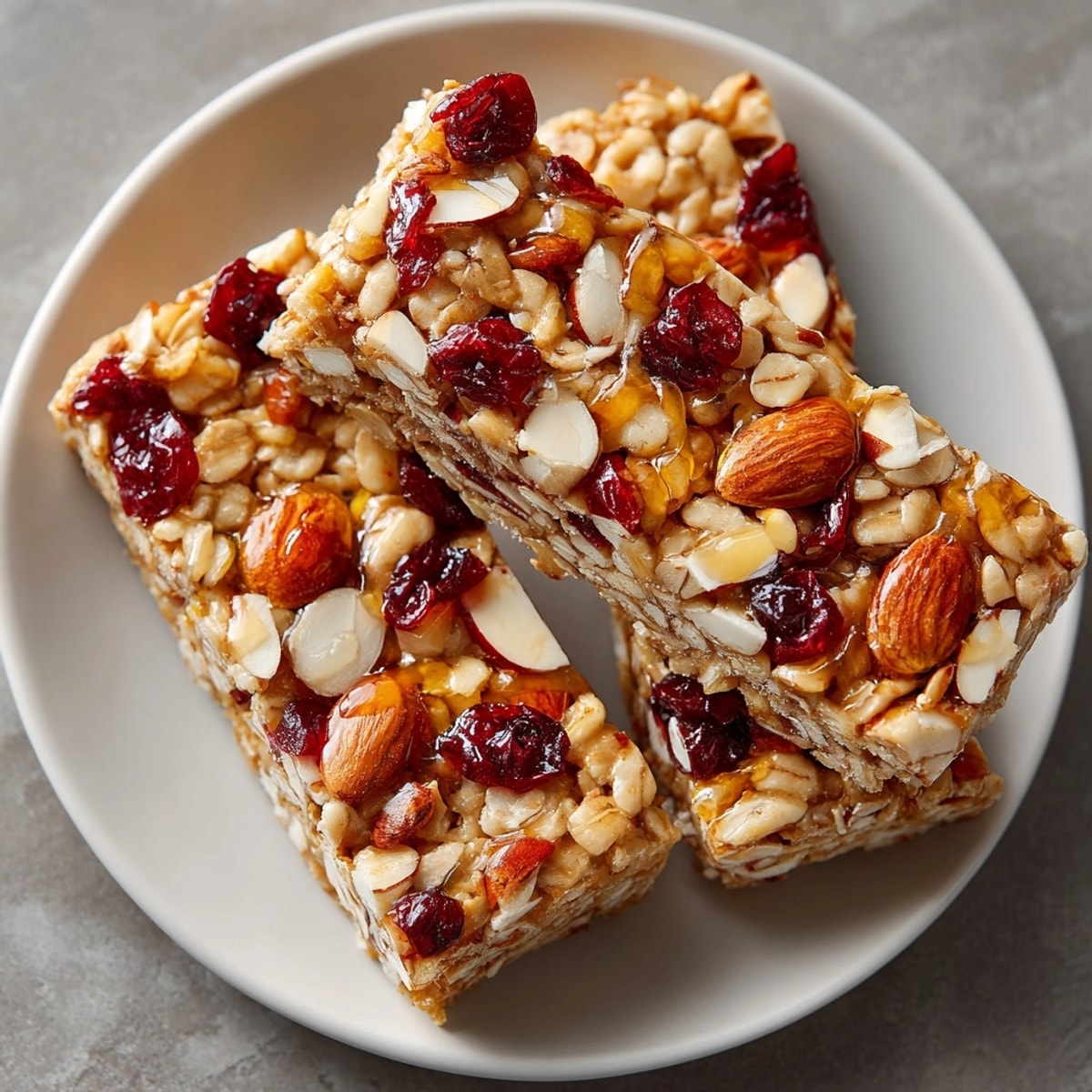 Chewy Honey Almond Granola Bars, packed with oats and nuts, ready for lunchboxes or hiking.