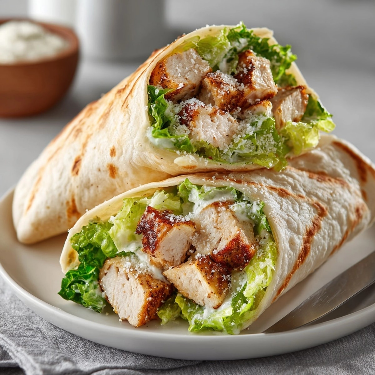 Creamy, tangy Classic Chicken Caesar Wraps—perfect for a quick lunch or picnic treat.