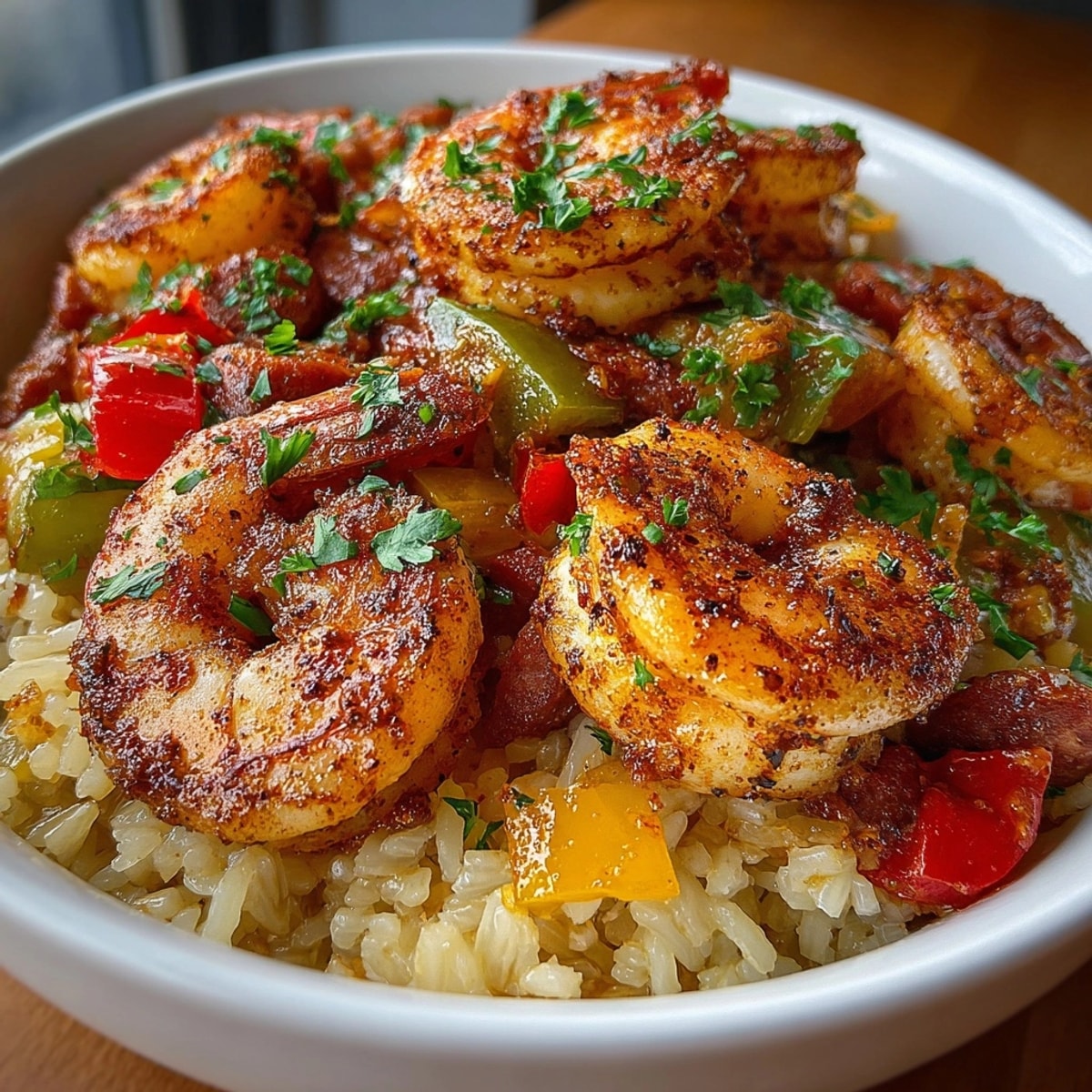 Spicy, flavorful One-Pot Cajun Shrimp and Rice steaming in a rustic cast-iron pot.