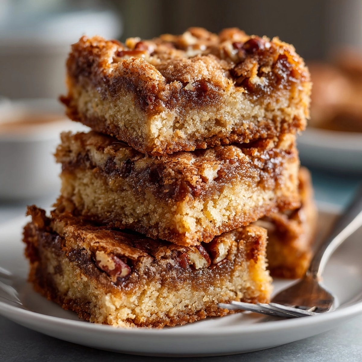 Delicious Brown Butter Pecan Blondies recipe: nutty, fragrant dessert served with vanilla ice cream.