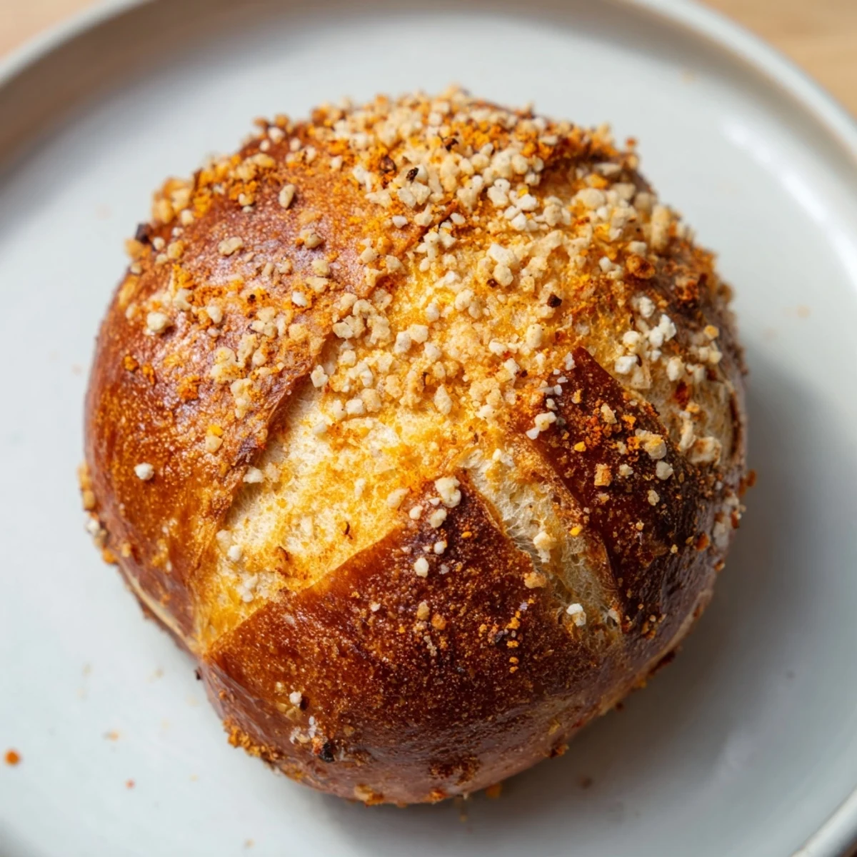 Soft Flamin’ Hot pretzel rolls topped with spicy seasoning, perfect for snacking.