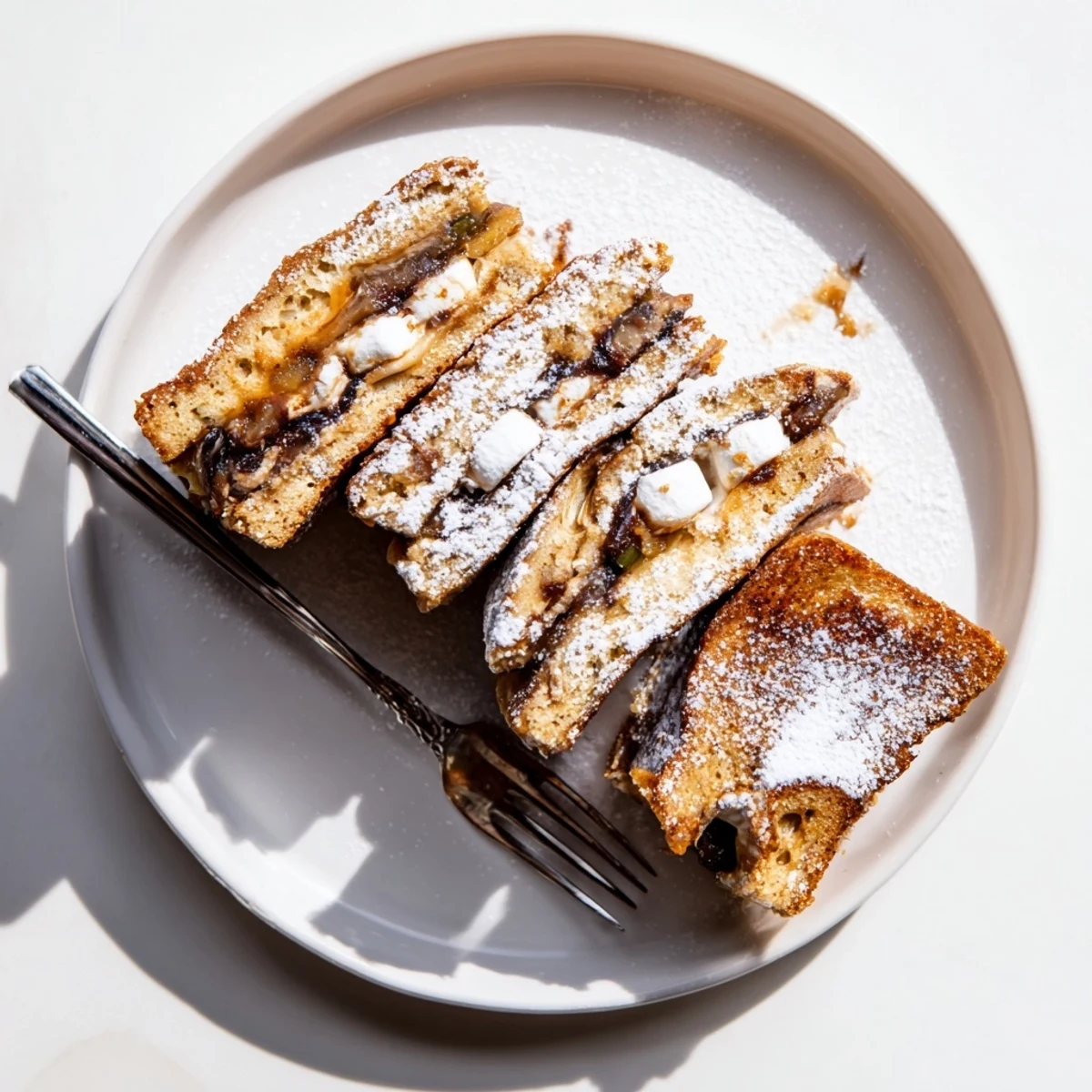 Unique S’mores Pickle French Toast Sticks served warm with chocolate dipping sauce.