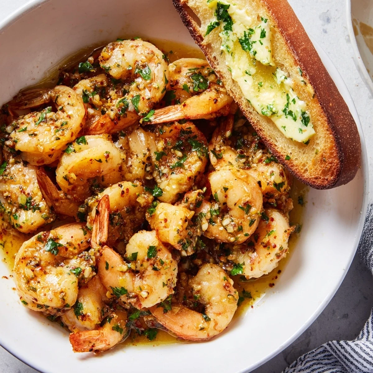 Shrimp Scampi Garlic Bread Bowls