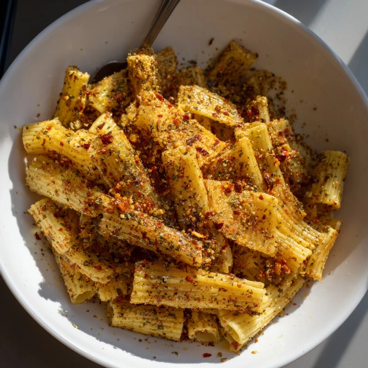 Savory pasta chips seasoned variety, an irresistible snack with a crunchy texture.