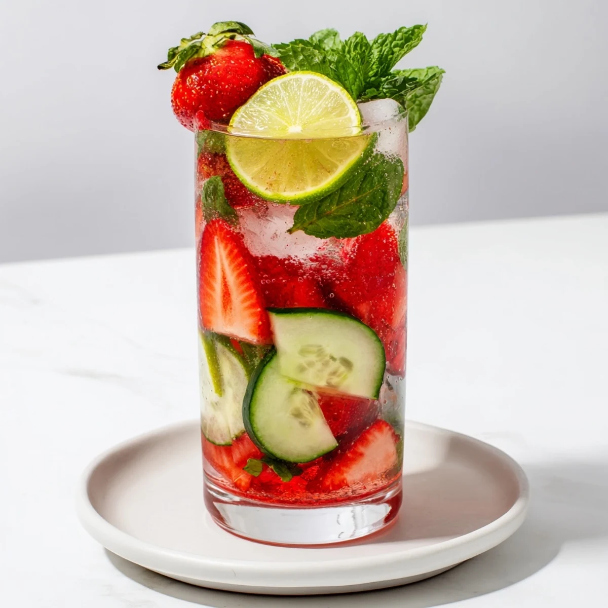 Chilled water-based mocktails infused with cucumber and herbs, a delightful beverage choice.