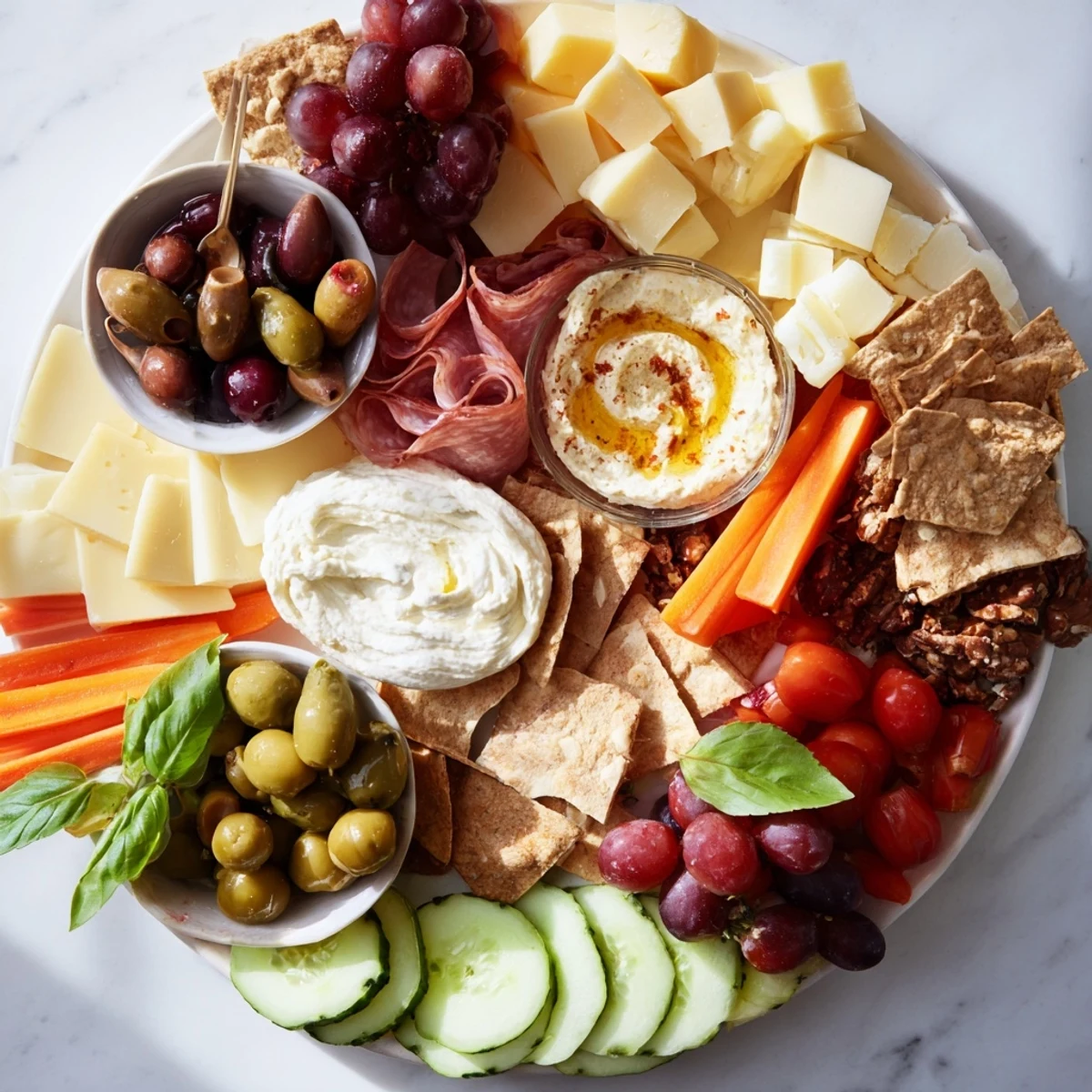 Delicious Girl Dinner Platter showcasing a variety of snacks, ideal for sharing.