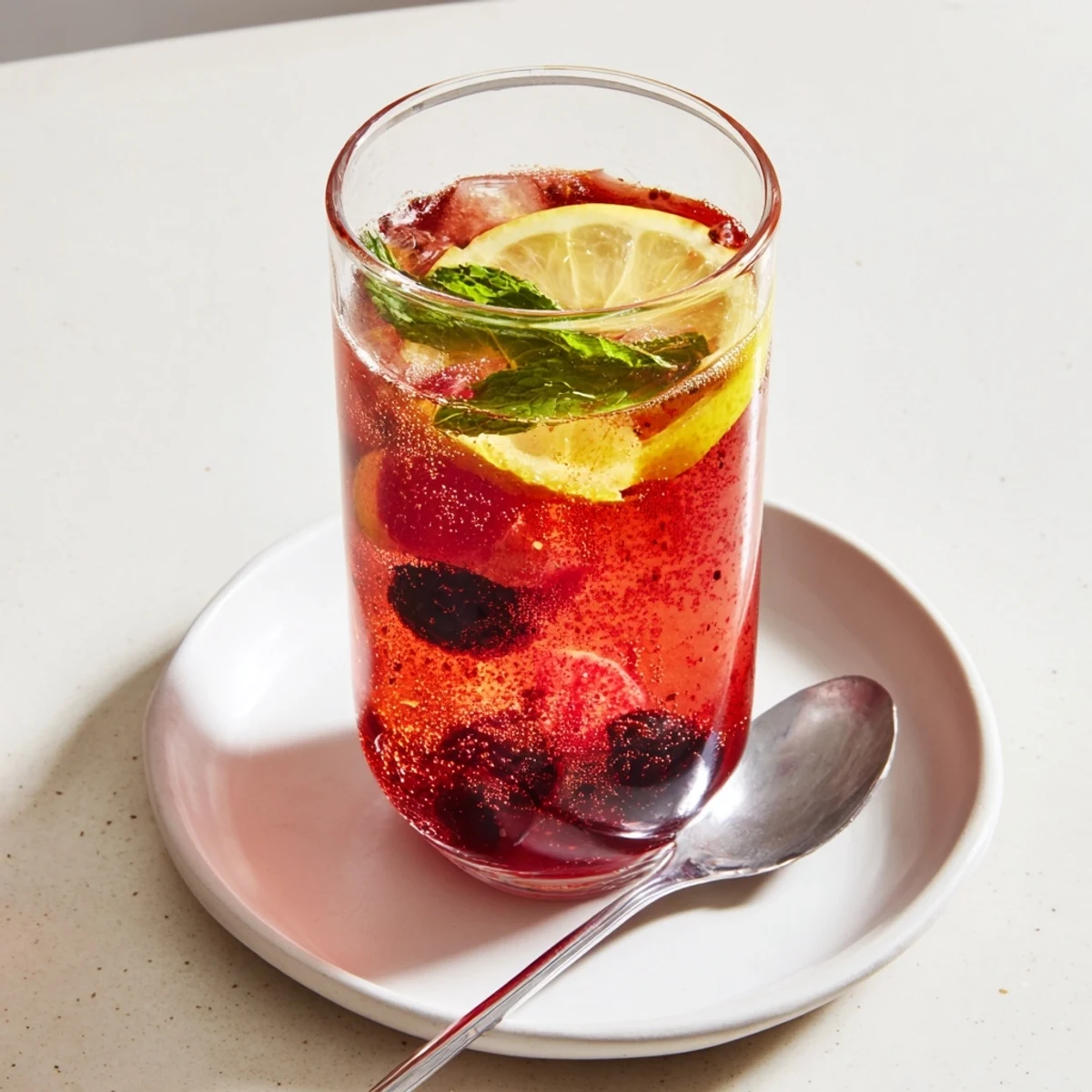 A vibrant pitcher of homemade kombucha-style mocktails infused with fresh ginger.  