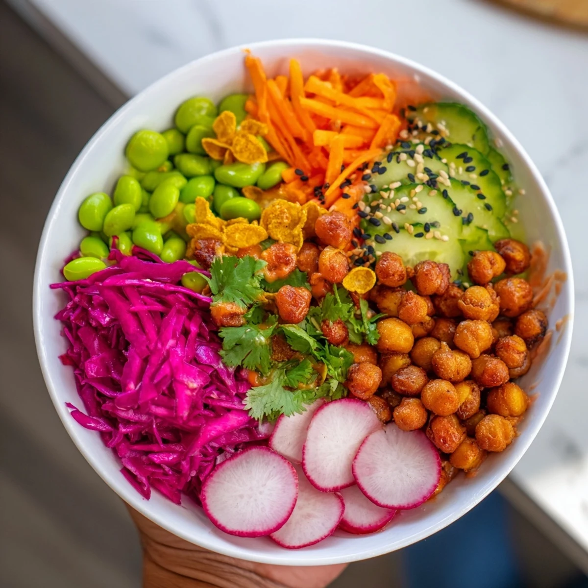 Vibrant ASMR Crunch Snack Bowls filled with colorful veggies and textures for a delightful crunch.  