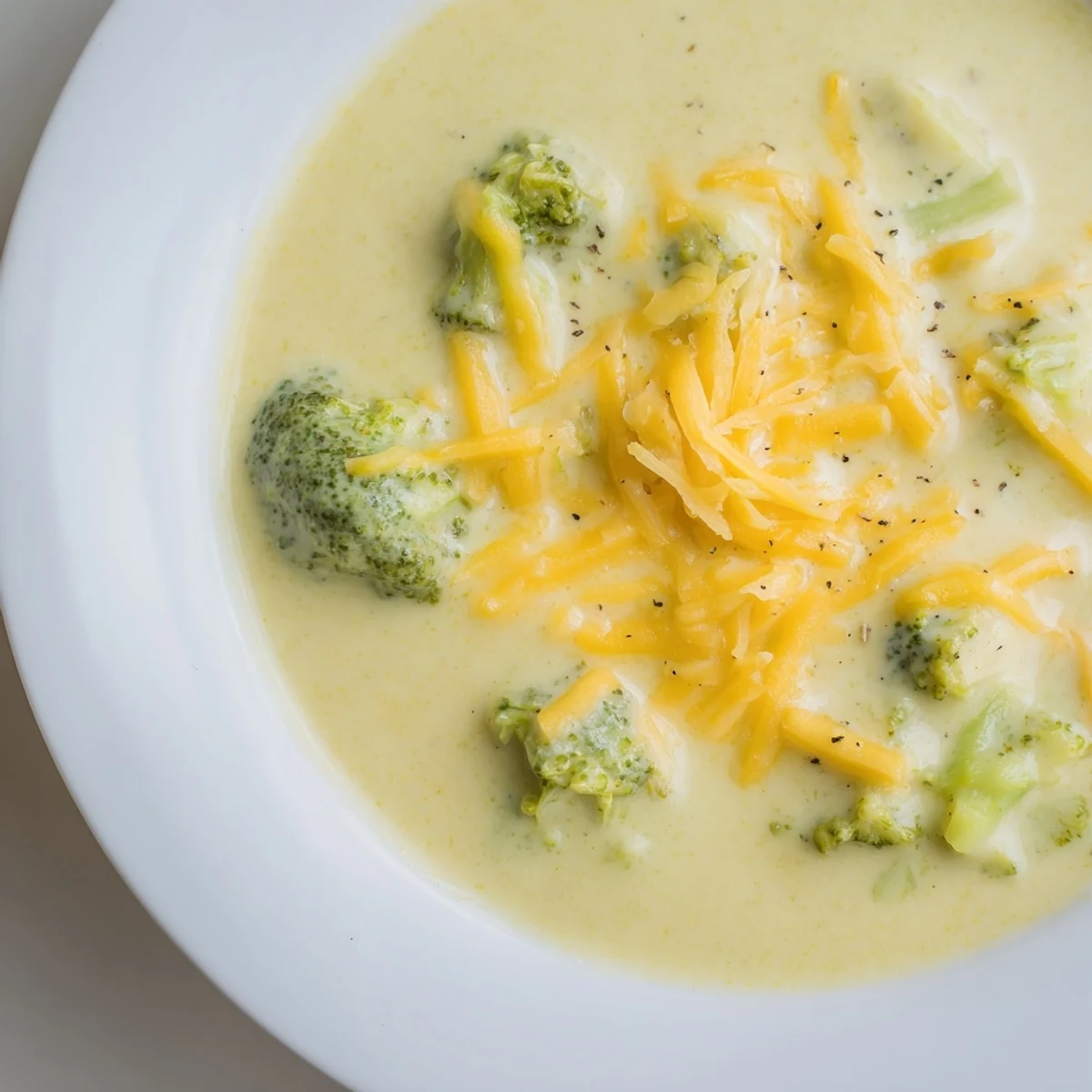 Steaming bowl of Broccoli Cheese Soup with melted cheddar, perfect for a cozy supper.