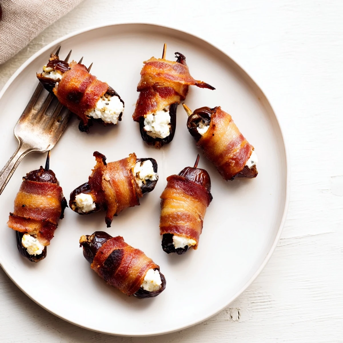 Golden, glistening Bacon-Wrapped Dates, perfect as Mediterranean-inspired appetizers with a sweet taste.