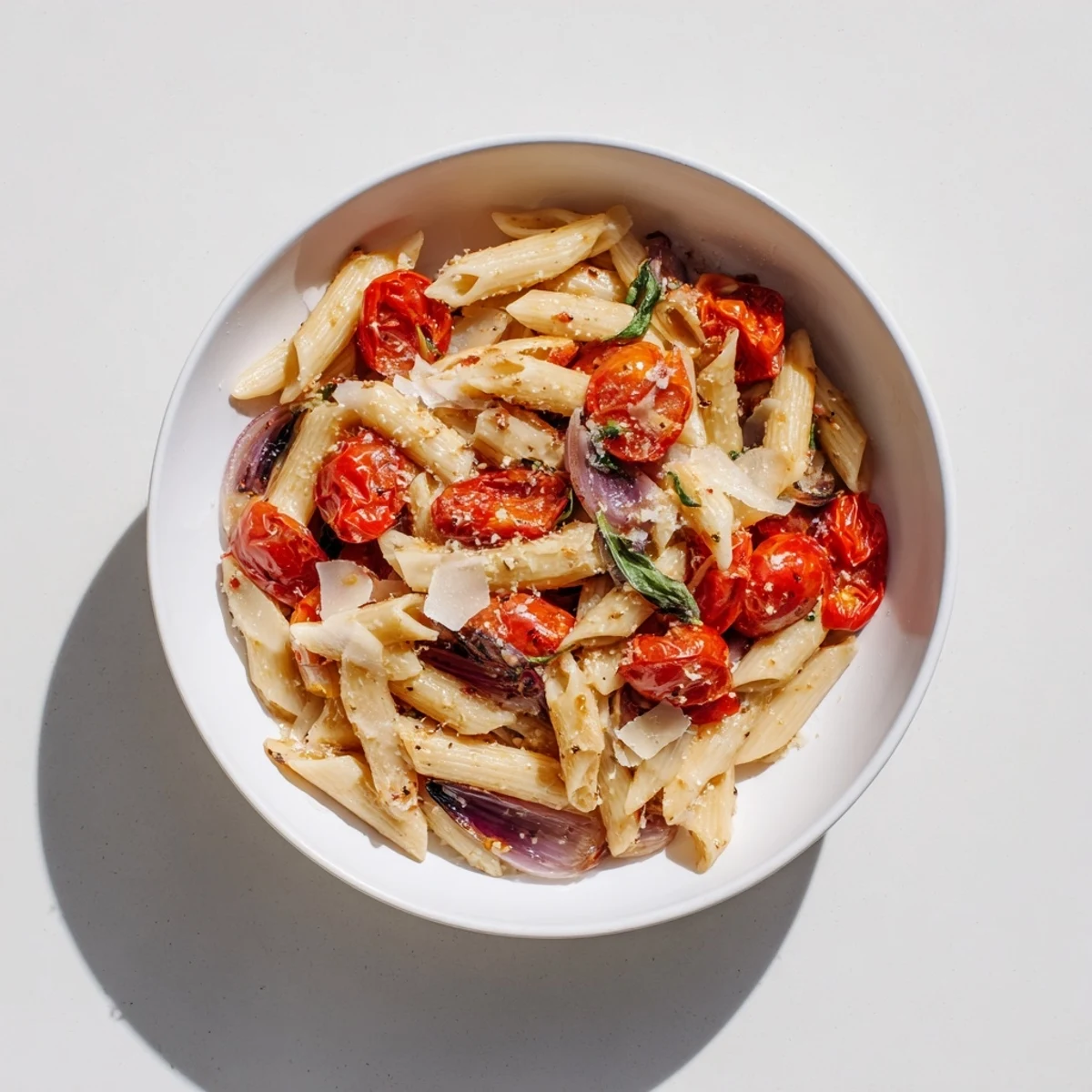 Golden, roasted tomatoes in the Baked Tomato & Olive Oil Pasta, ready to mix with perfectly cooked pasta.