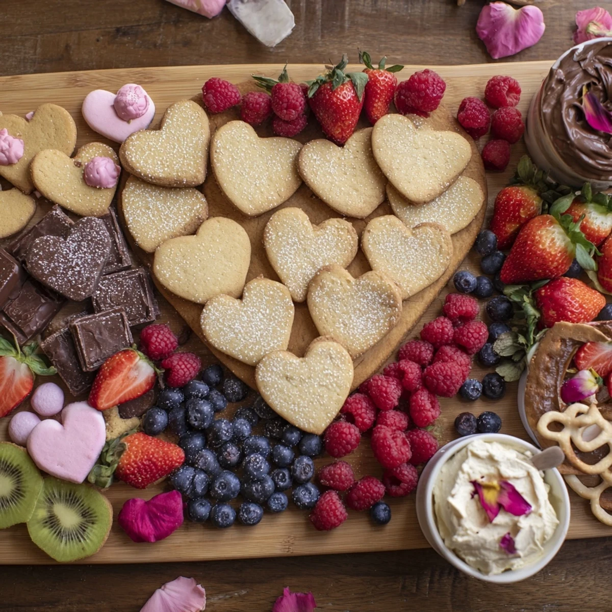 A vibrant Love Letter Dessert Board with fresh berries and chocolate truffles, perfect for sharing.