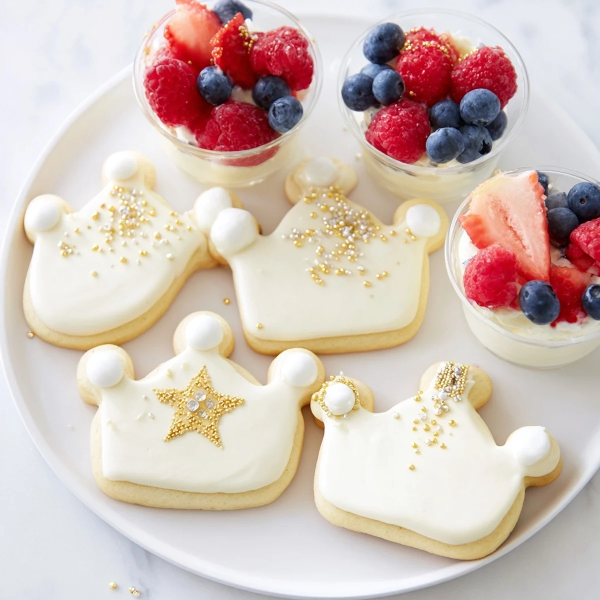 Taste the creamy white chocolate mousse surrounding the sweet Princess Crown Dessert Tray.