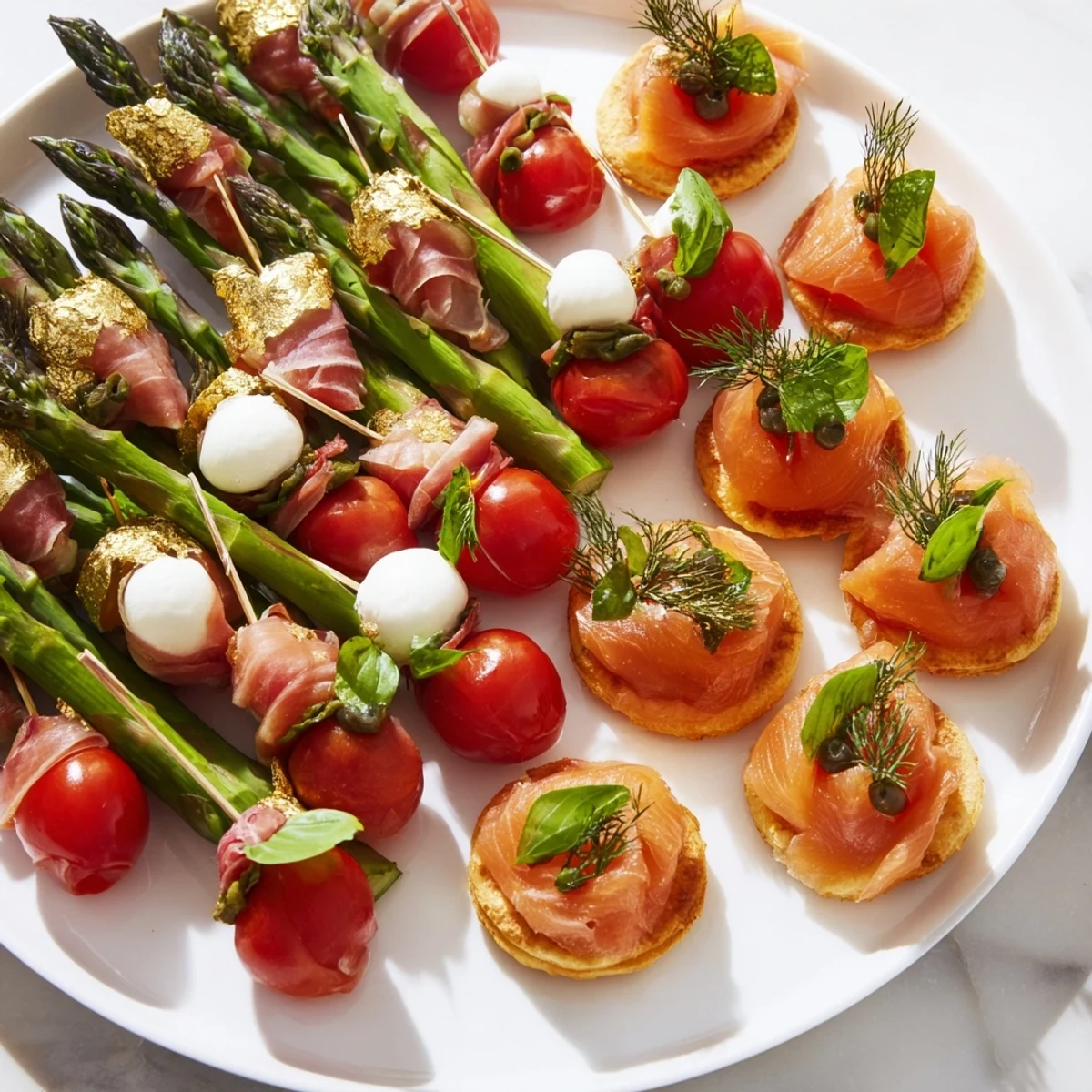 Magical Moments Happy New Year 2026 Platter overflowing with savory bites, crackers, and sweet dessert jewels.