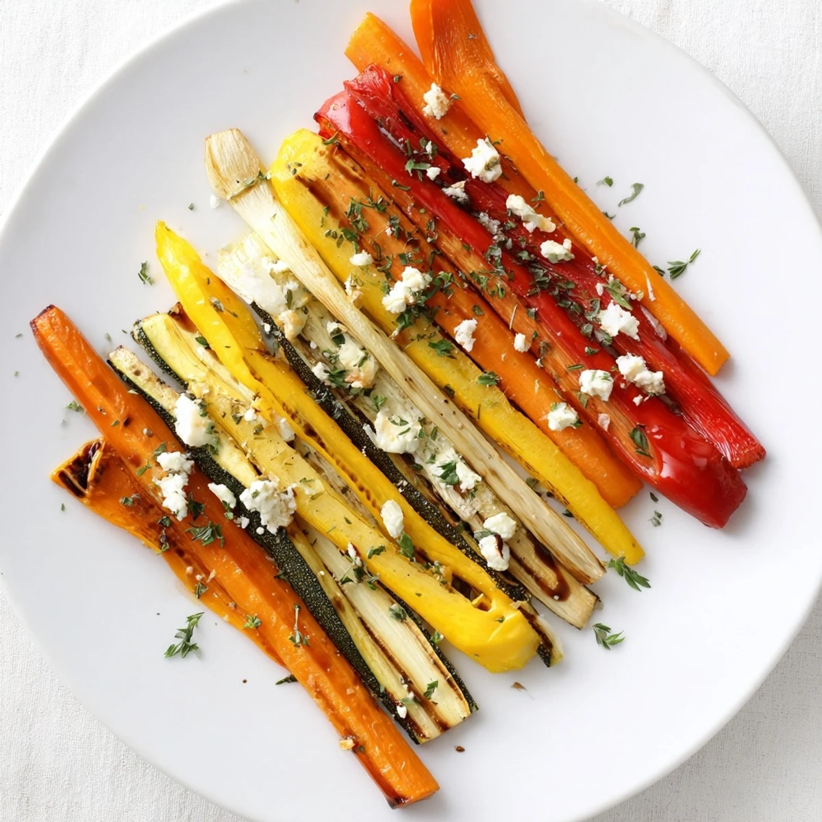 A vibrant close-up of Christmas Sleigh Veggie Rails, showcasing roasted vegetable "rails" for the holidays.