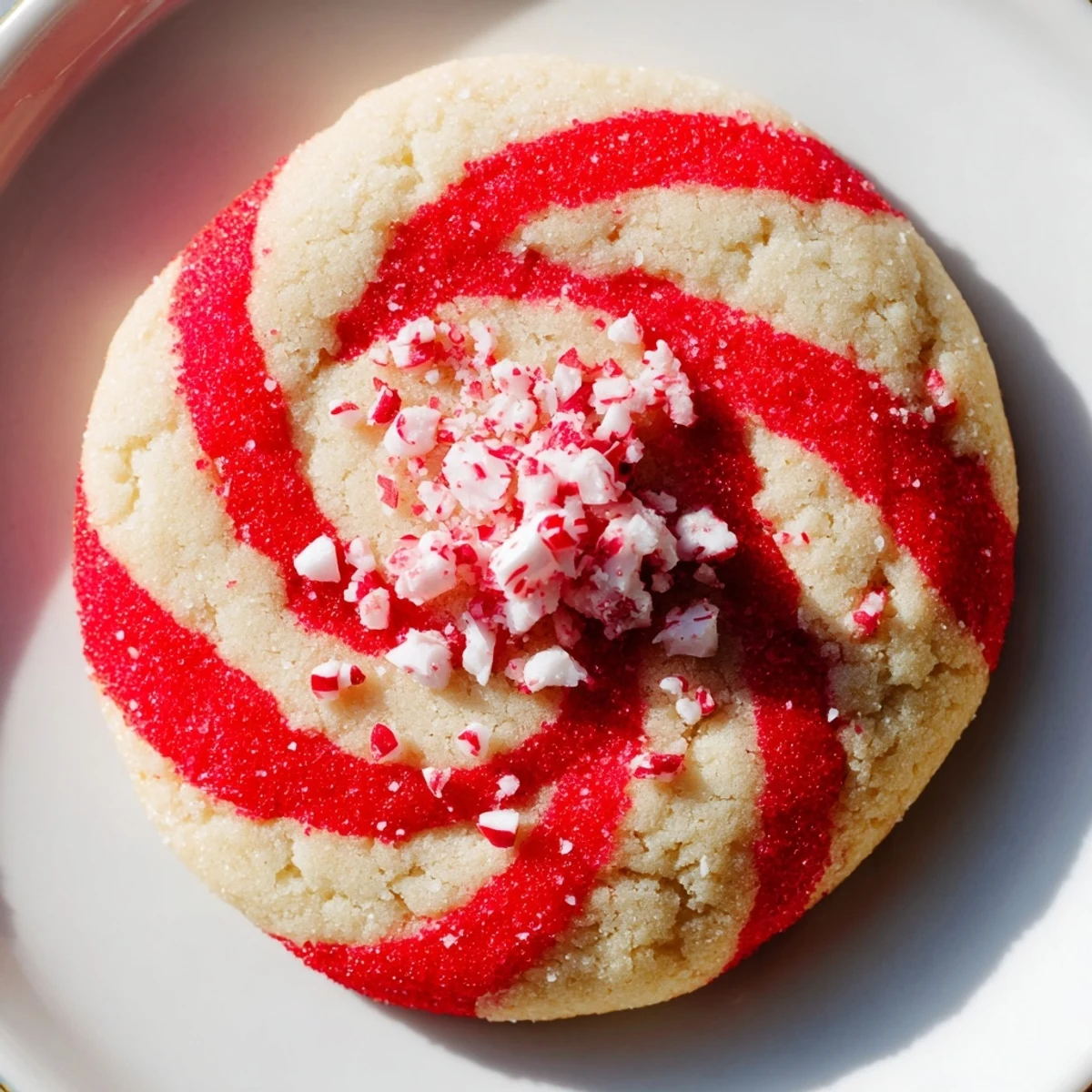 A close-up of a Candy Cane Swirl Cookie Platter showcasing beautifully swirled, freshly baked cookies, ready to eat.