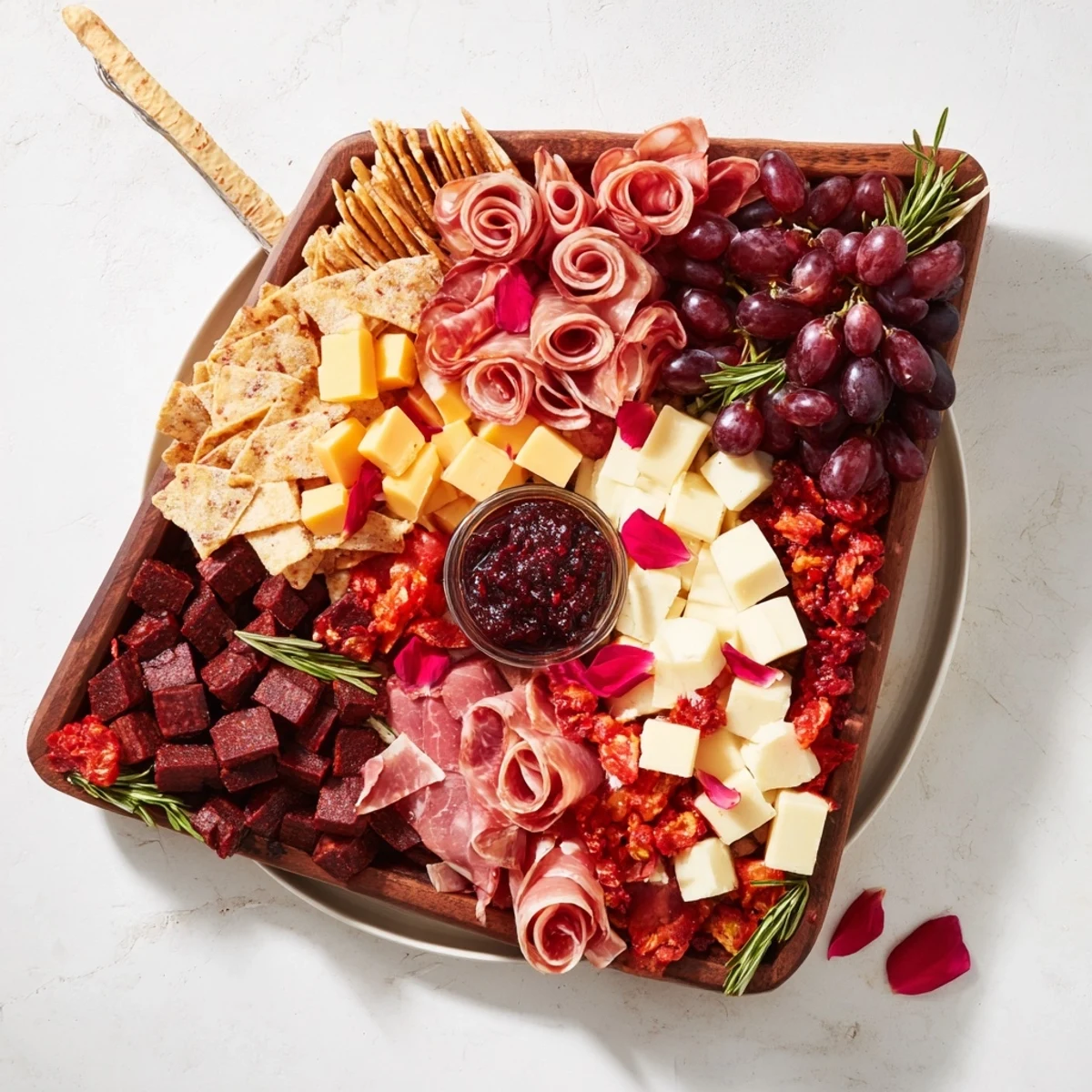 Savory and vibrant: a close-up of The Crimson Crest, showcasing the rich colors of the ingredients.