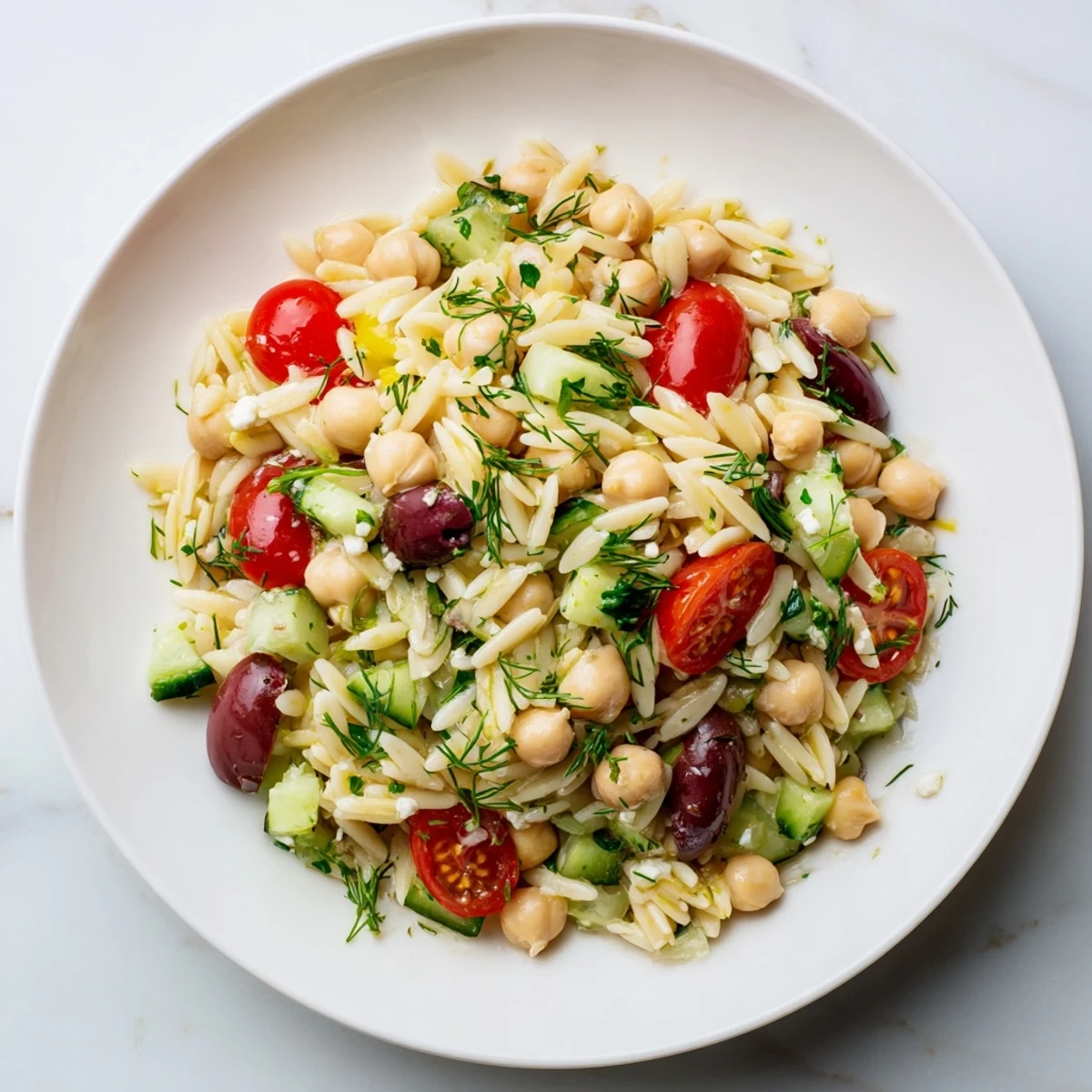 Greek Lemon Orzo Bean Salad