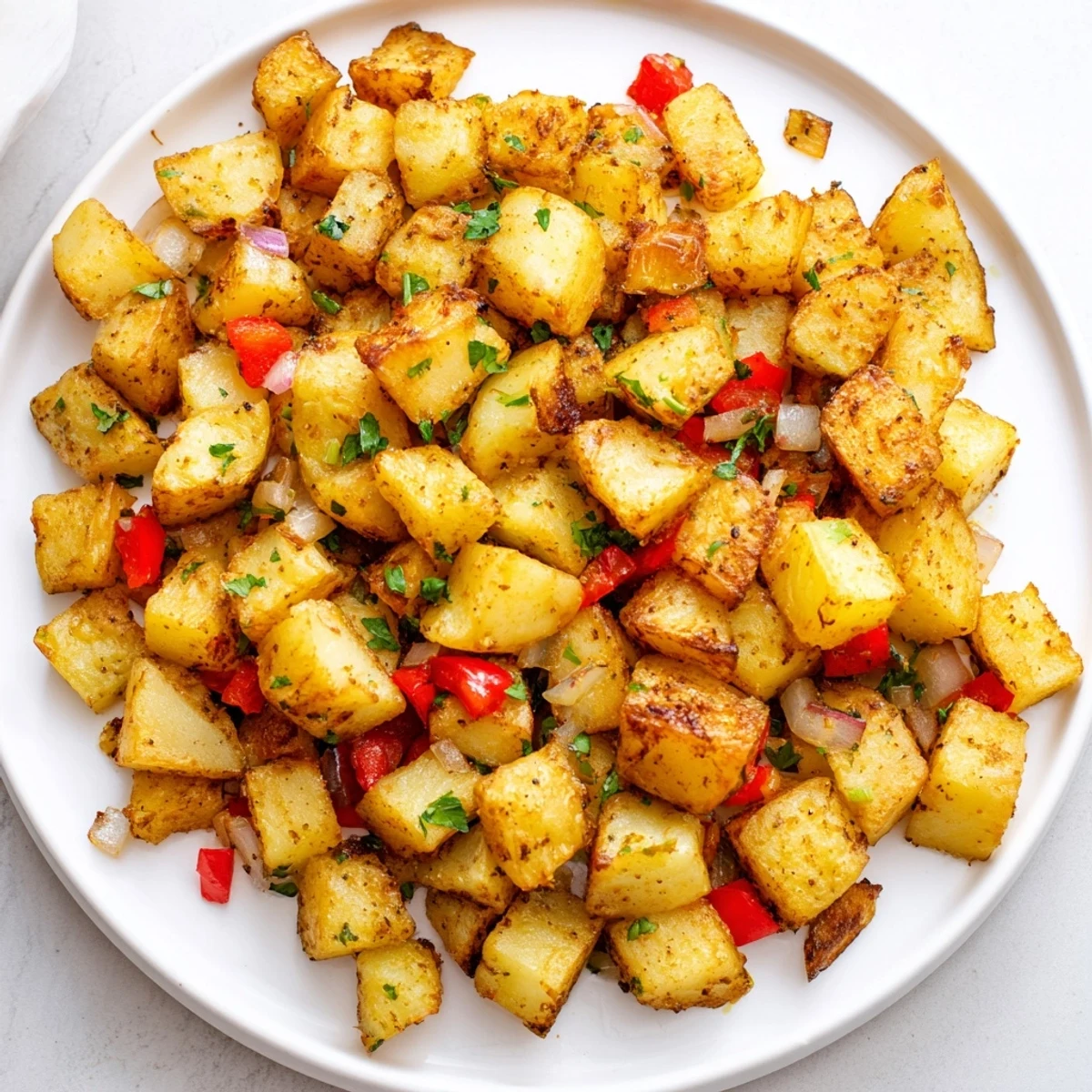 Golden-brown air fryer breakfast potatoes, crispy and delicious, perfect for a hearty diner-style meal.
