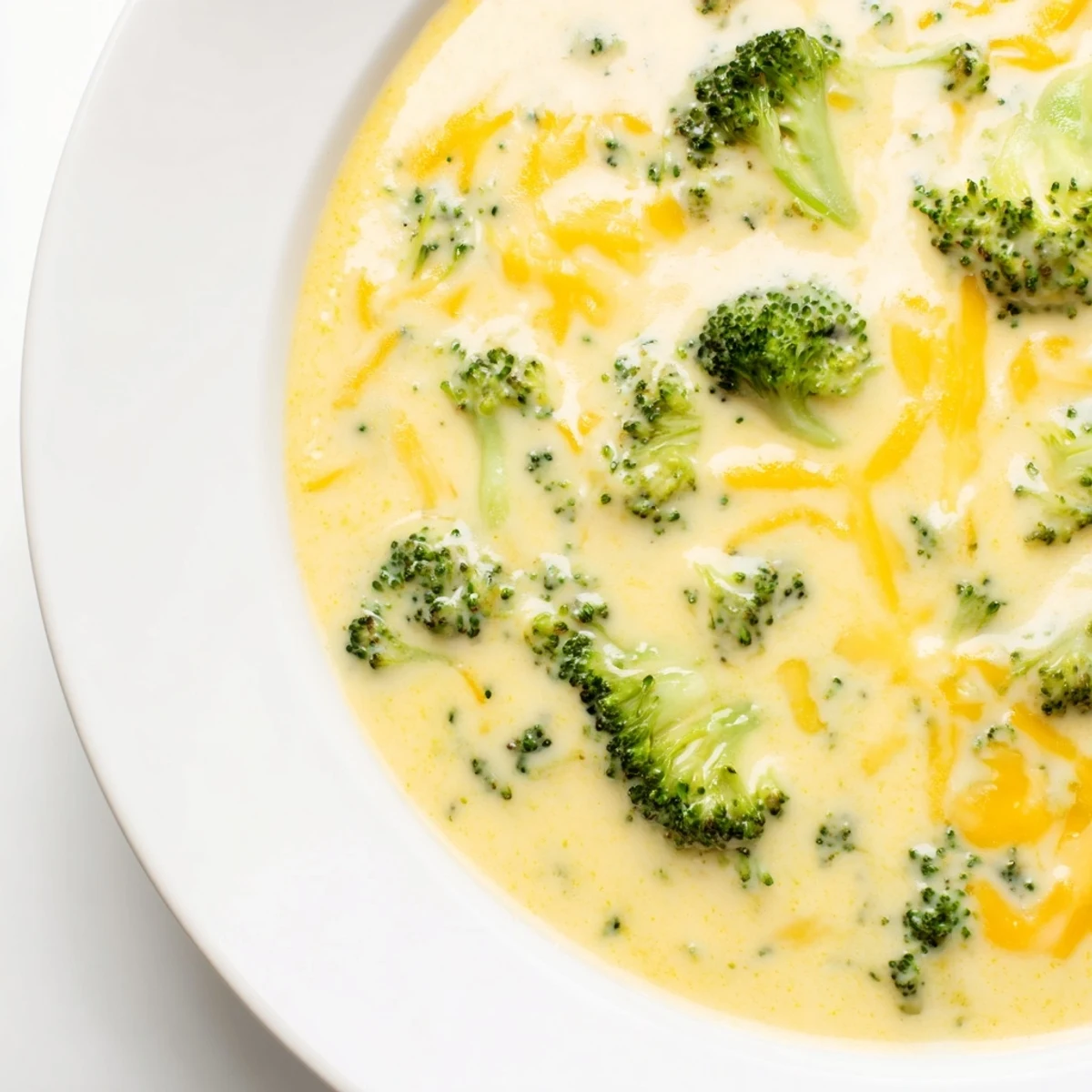 Creamy Broccoli Cheddar Soup, garnished with roasted broccoli, offers cheesy, warming comfort.