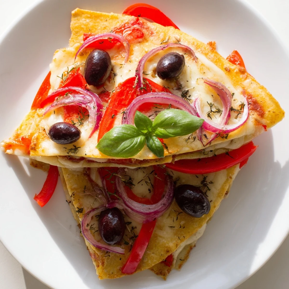 Golden, crispy tortilla pizza wrap holds melted cheese and pepperoni, ready to enjoy.