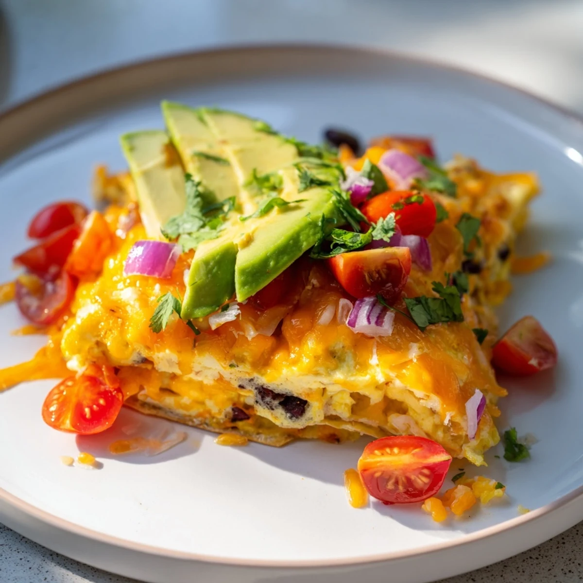 Sheet Pan Breakfast Tacos sizzling with melted cheeses and fresh toppings, ready to eat and enjoy.