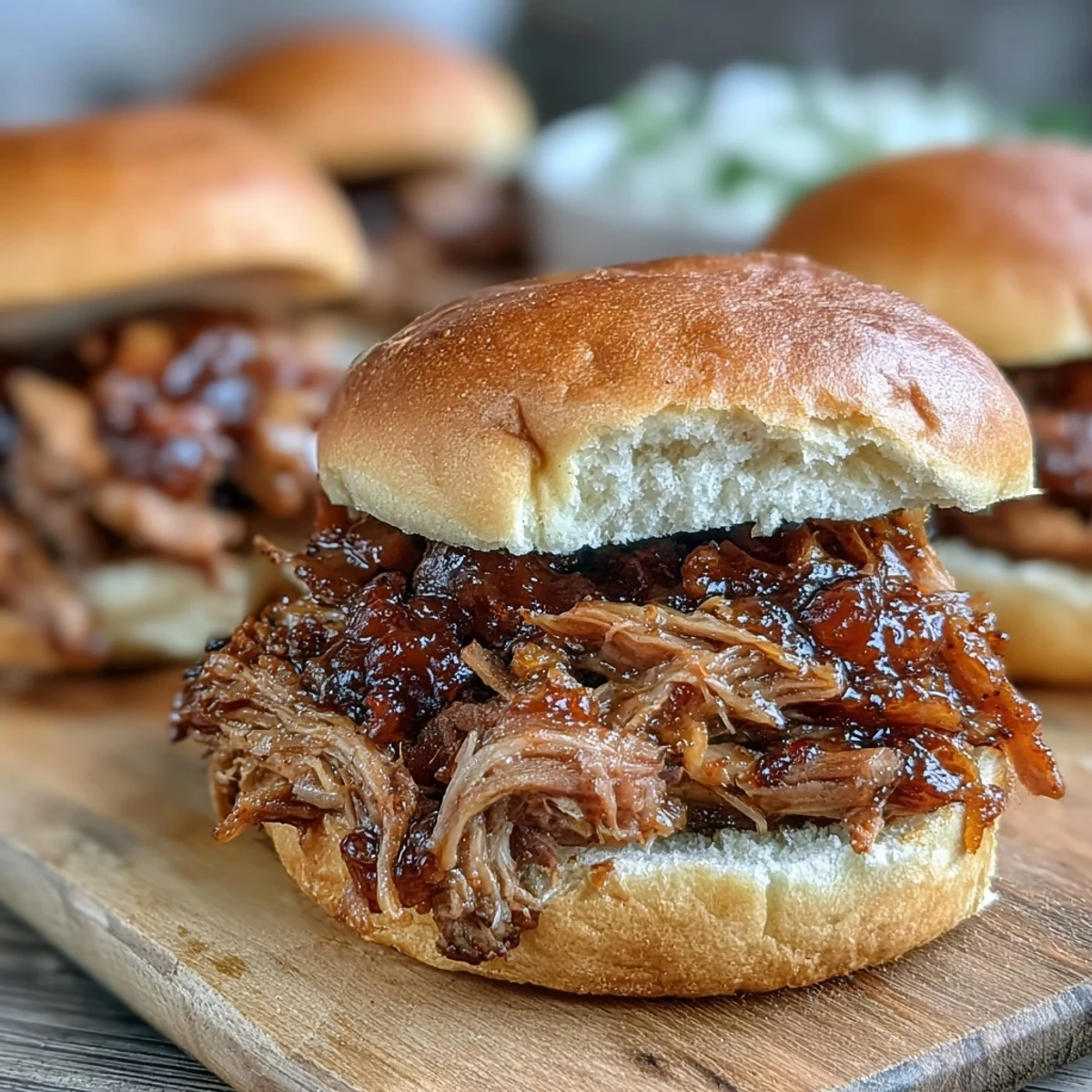 Plate with apple cider vinegar coleslaw and pickles for a classic American picnic meal.
