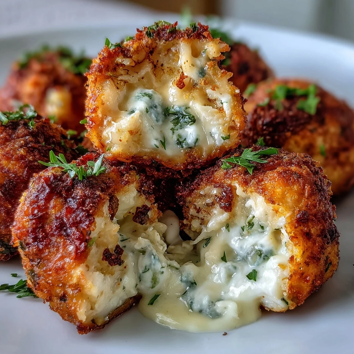 Sizzling Cajun Crab Poppers fresh from the oven display bubbling cheese and golden breadcrumbs on a rustic board.