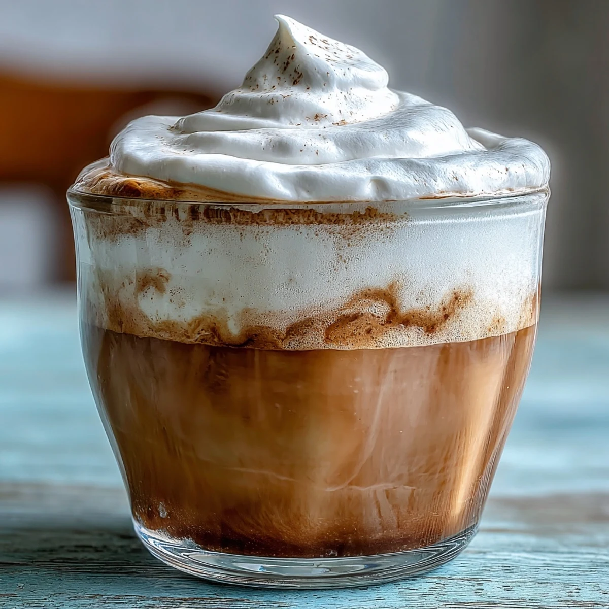 Creamy Hojicha Macchiato topped with frothy milk foam, ready to enjoy at home.