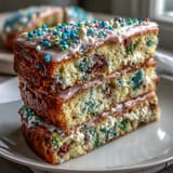 Spring Funfetti Cake with Pastel Buttercream, a colorful vanilla layer cake topped with vibrant pastel frosting and rainbow sprinkles.