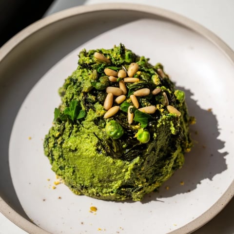 Vibrant Green Pea & Spinach Pasta swirled in a creamy sauce, perfect for a fresh, healthy dinner.