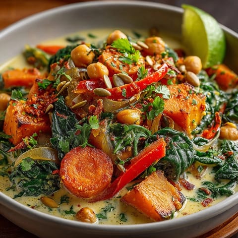 Vegan Spiced Pumpkin Curry simmered until tender, perfect served with rice.