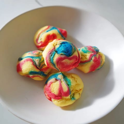 Colorful Cloud Bread Rainbow Version served with berries for a delightful, gluten-free treat.  