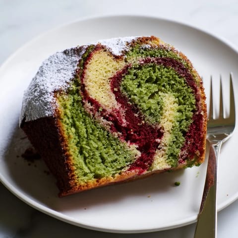 Red Green Matcha Marble Cake