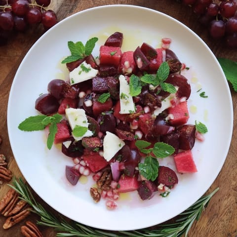 A close-up of The Holly Berry Cluster shows lush berries, cheeses and fresh herbs arranged like festive holly.