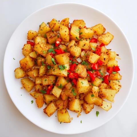 Close-up of diner-style air fryer breakfast potatoes, showing the tender interiors and perfectly crisp skins.