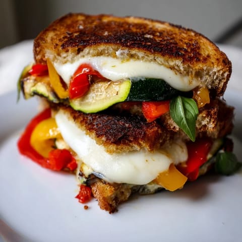 Roasted Veggie Caprese Grilled Cheese