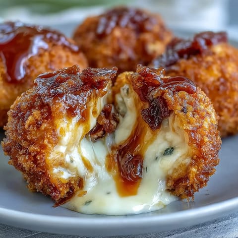 Freshly fried buffalo chicken balls stuffed with mozzarella and bacon, served with ranch dip.