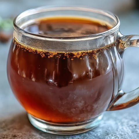 Rich Hojicha Americano with a coffee-like color, ready to enjoy alongside a cozy book and warm sunlight.