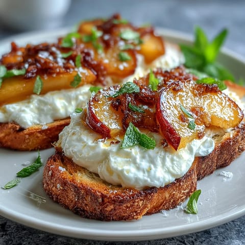 Honey Peach Burrata Toast