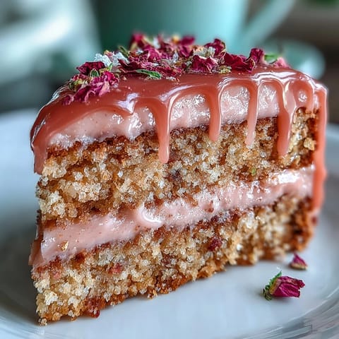 Showcasing a soft pink Rosé Velvet Cake, ready for a celebration.