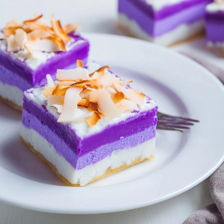 Deliciously rich ube fudge squares, inviting guests to enjoy a unique charcuterie experience.
