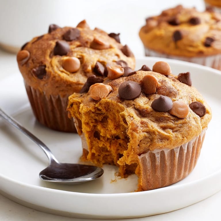Deliciously rich butterscotch pumpkin chocolate chip muffins bursting with sweet chocolate goodness.