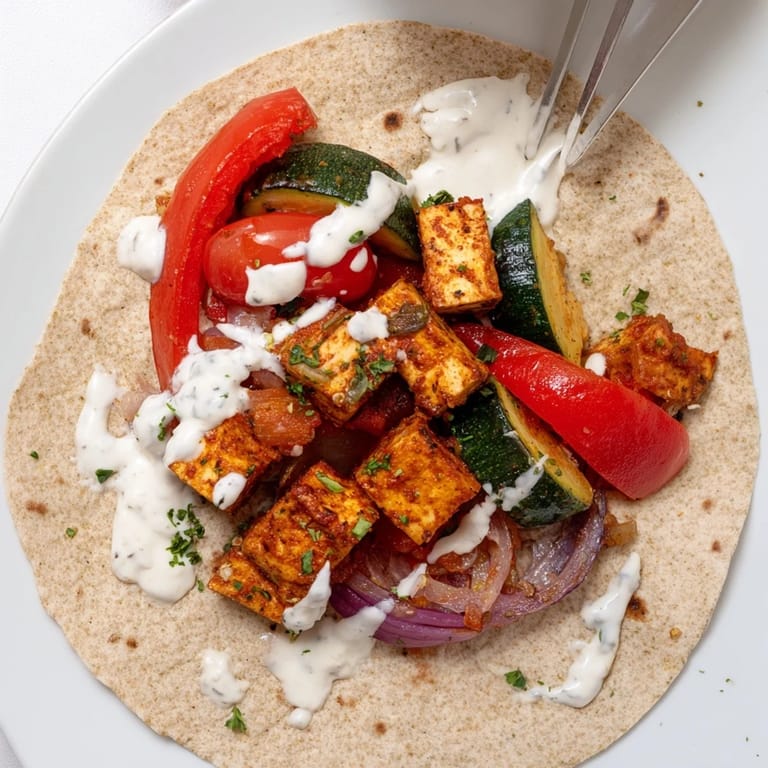 Delicious Vegan Viral Recipe re-make served in whole wheat wraps, garnished with parsley.  