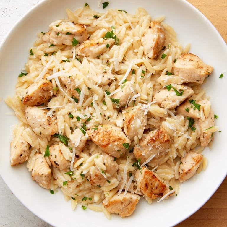 Golden chicken and al dente orzo swim in a flavorful Cajun Alfredo sauce in this one-pot meal.