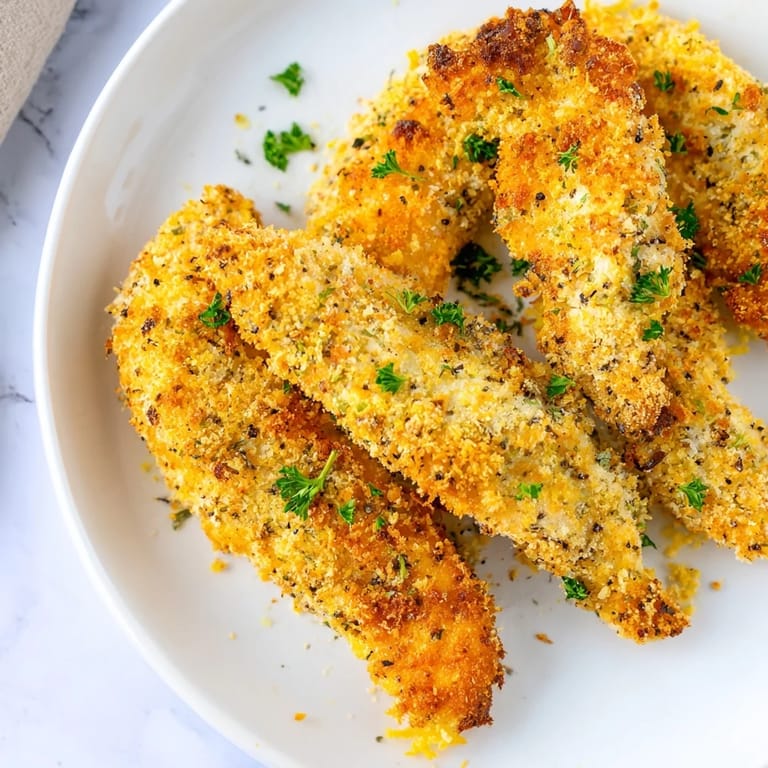 Crispy-coated air fryer festive chicken tenders, perfect for a flavorful appetizer or easy weeknight meal idea.