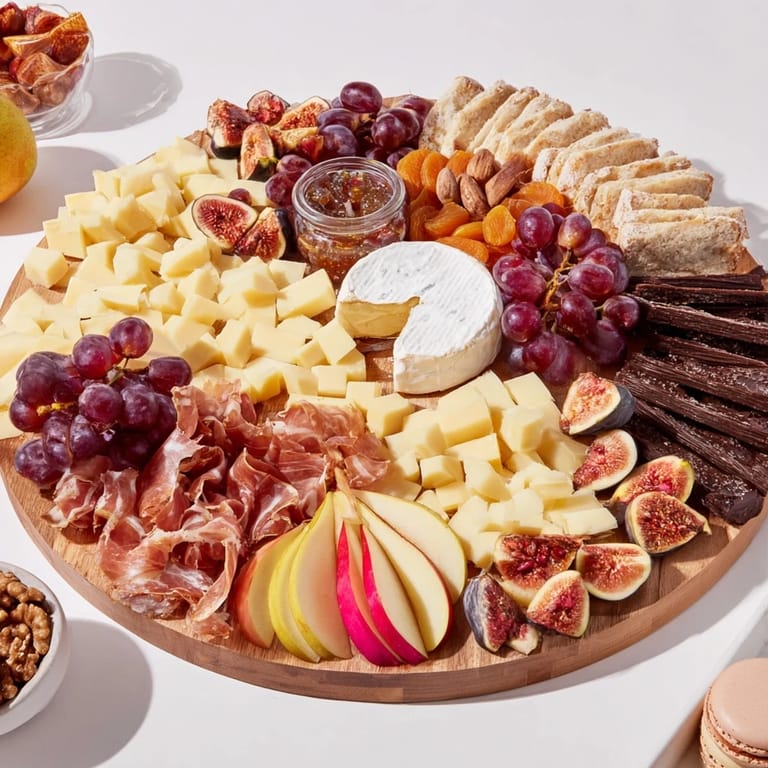 This elegant Moments Magiques Plateau Bonne Année 2026 is filled with an assortment of savory and sweet French-inspired treats.