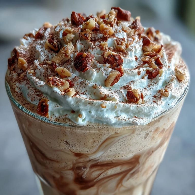 Hojicha milkshake in a chilled glass with a straw, showcasing a rich roasted tea color.
