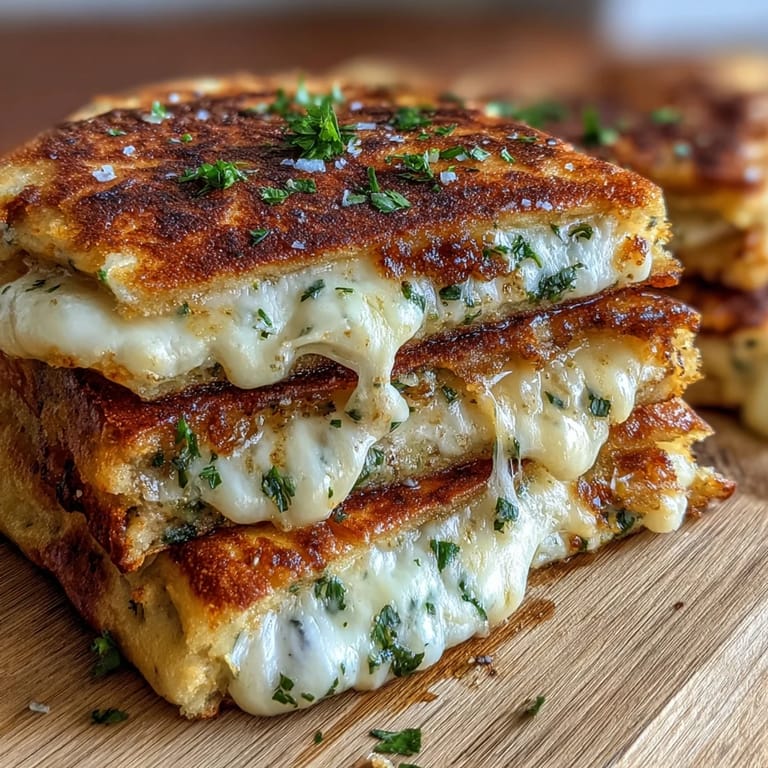 Crisp-edged Brown Butter Garlic Naan Grilled Cheese beside a bowl of cooling yogurt dip.