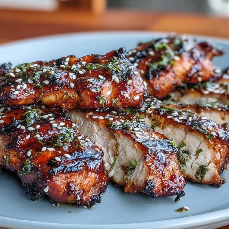 Fresh Mango Green Tea Grilled Chicken Salad with Sesame Seeds, drizzled with zesty lime dressing and garnished with cilantro.